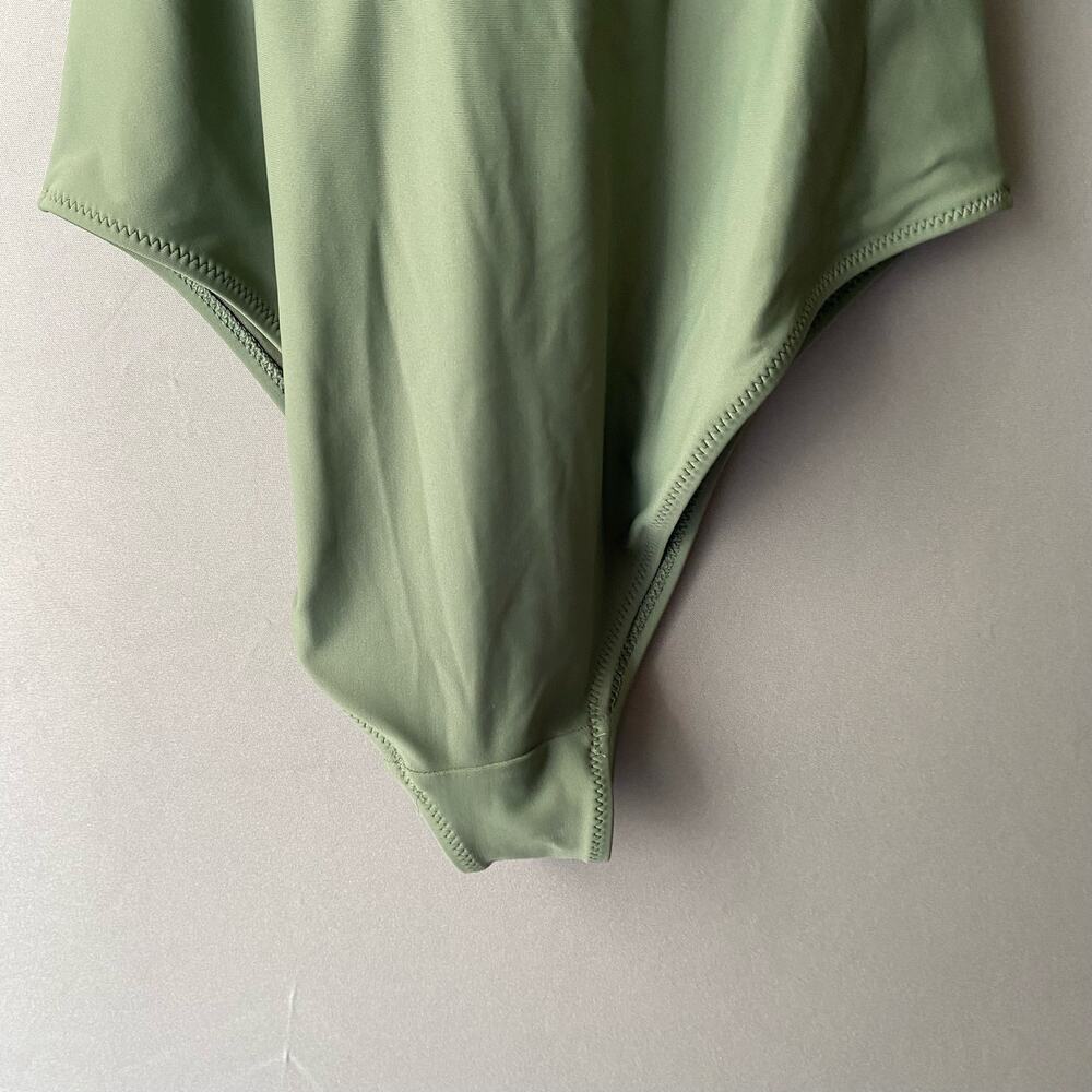AERIE sz M Olive green midriff cut out‎ front tie swimsuit - Picture 11 of 11